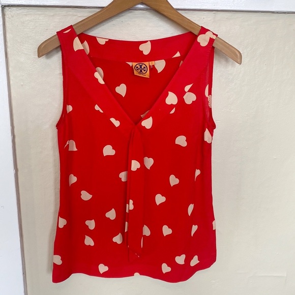 Tory Burch Silk Heart Print Sleeveless Blouse Top - Picture 7 of 7